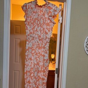 Ann Taylor Factory Orange Floral Jumpsuit